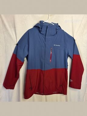 Columbia Men's Red Blue Heather Roan Mountain Trail Rain Jacket Size L